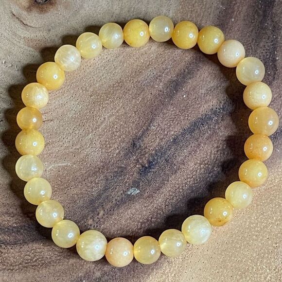 Honey Calcite yellow 6mm stretch bracelet beaded one bracelet 6.75” stretch crys - Picture 5 of 8